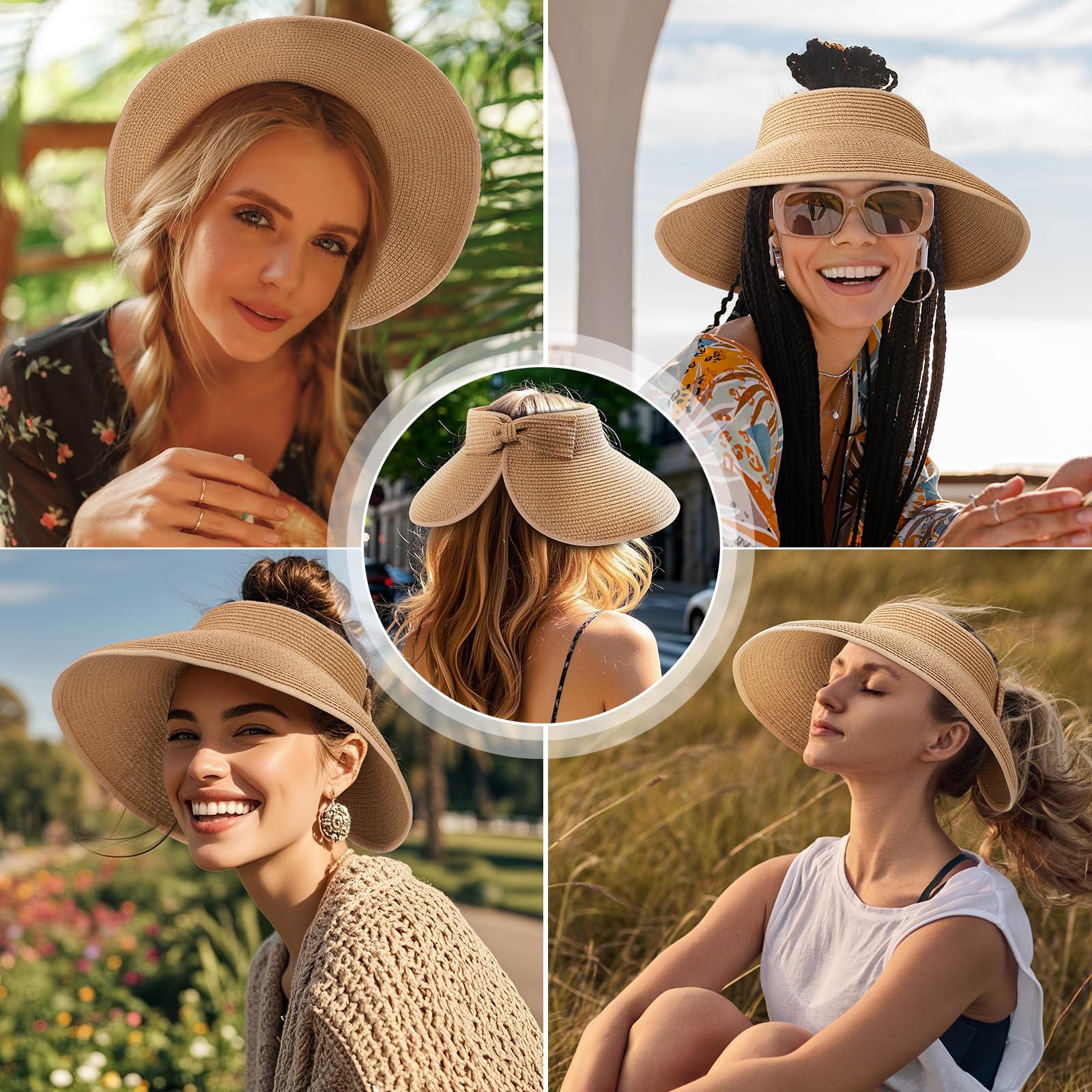 Sun Hats for Women, Wide Brim Straw Beach Hat for Women Foldable Floppy, Sun Hat UPF 50+ UV Protection
