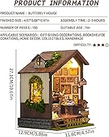 Vista 2 de Roroom Casa de muñecas en miniatura con muebles, kit de casa de muñecas para adultos y adolescentes, Booknook Tiny House Librería Decoración Mini