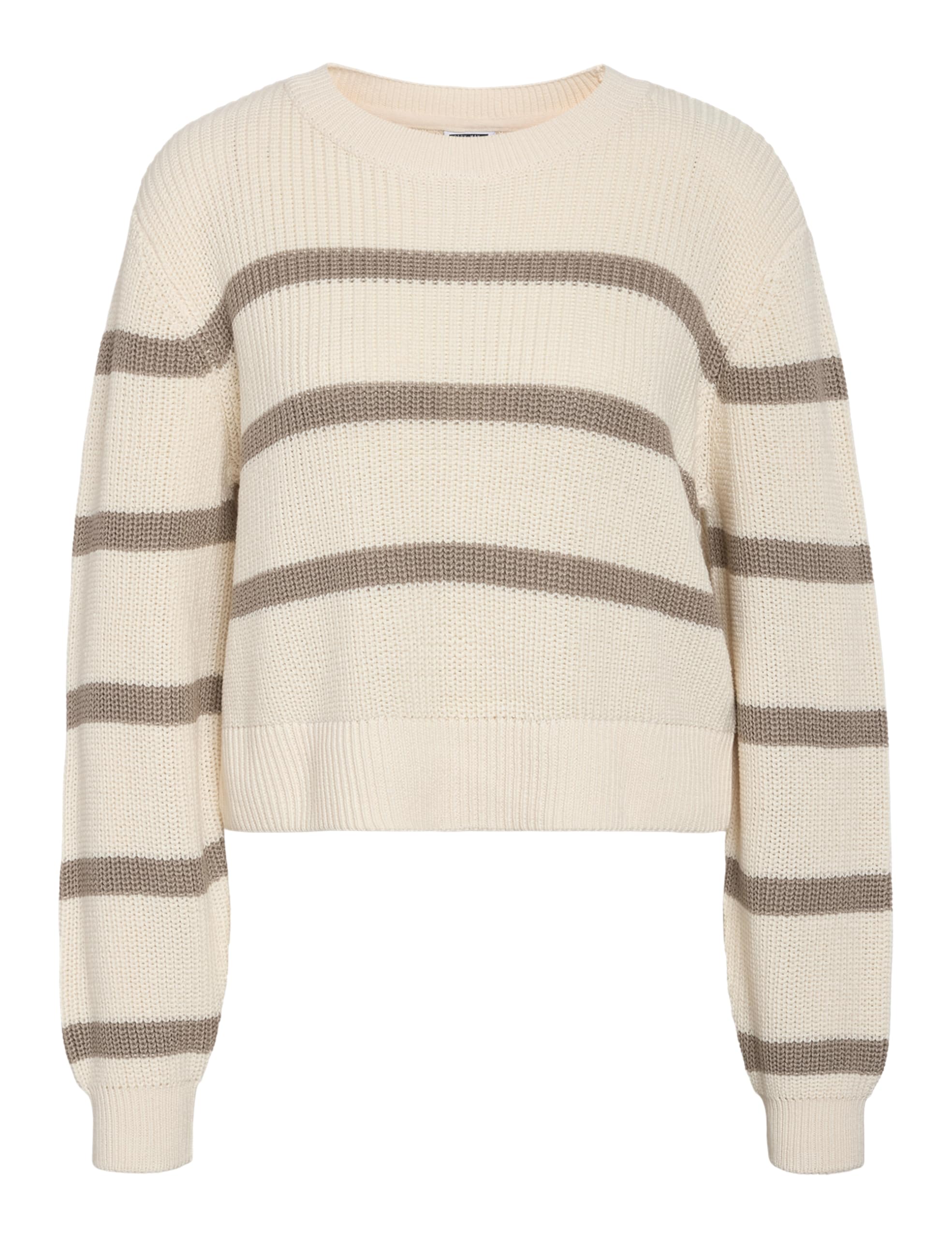 NOISY MAY NMMAYSA L/S Stripe O-Neck Knit NOOS Frauen Strickpullover Creme Streetwear