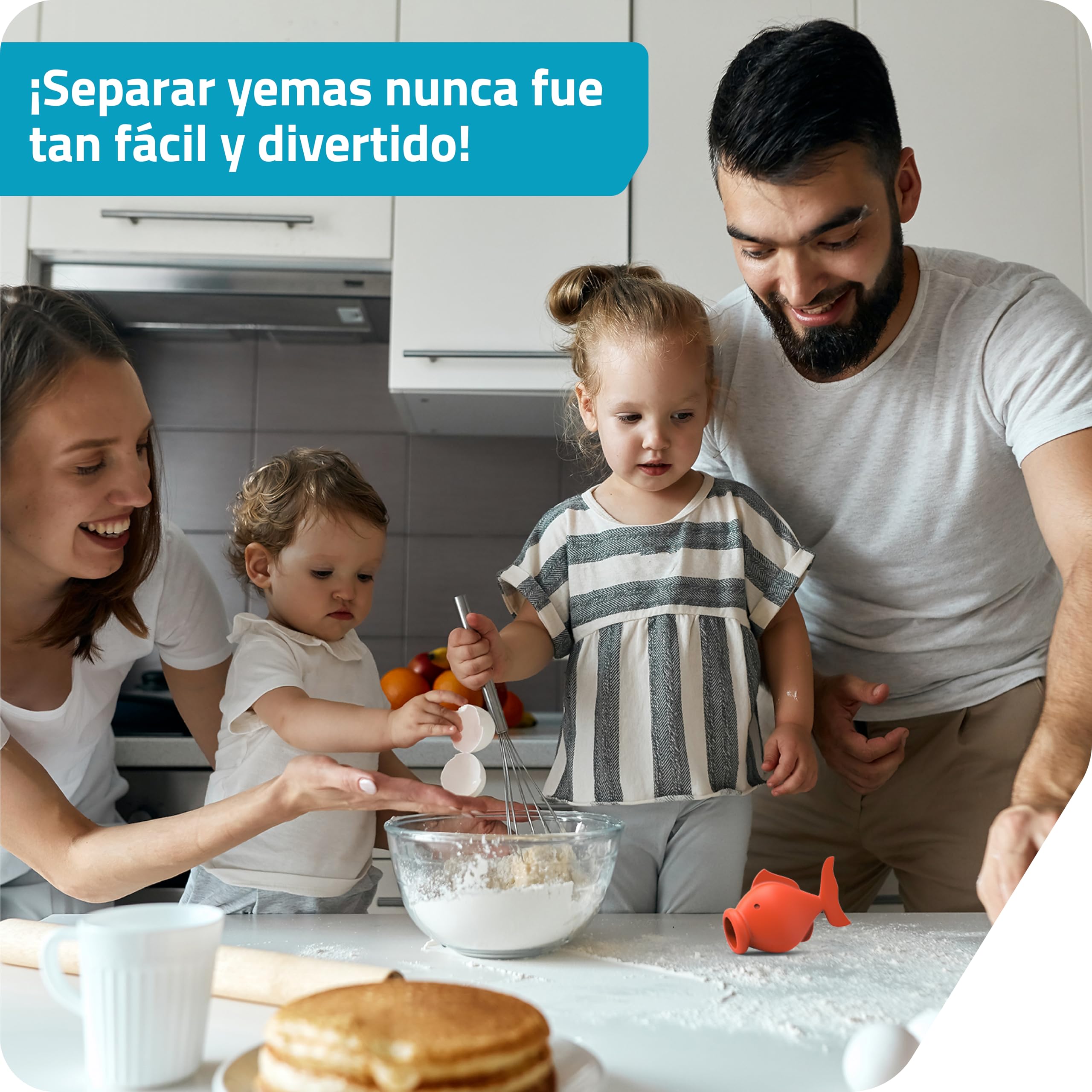Peleg Design YolkFish – Separador de Huevos Pez, Separador Práctico de Yemas y Claras de Silicona | Herramienta de Cocina | Regalo Navidad Cumpleaños