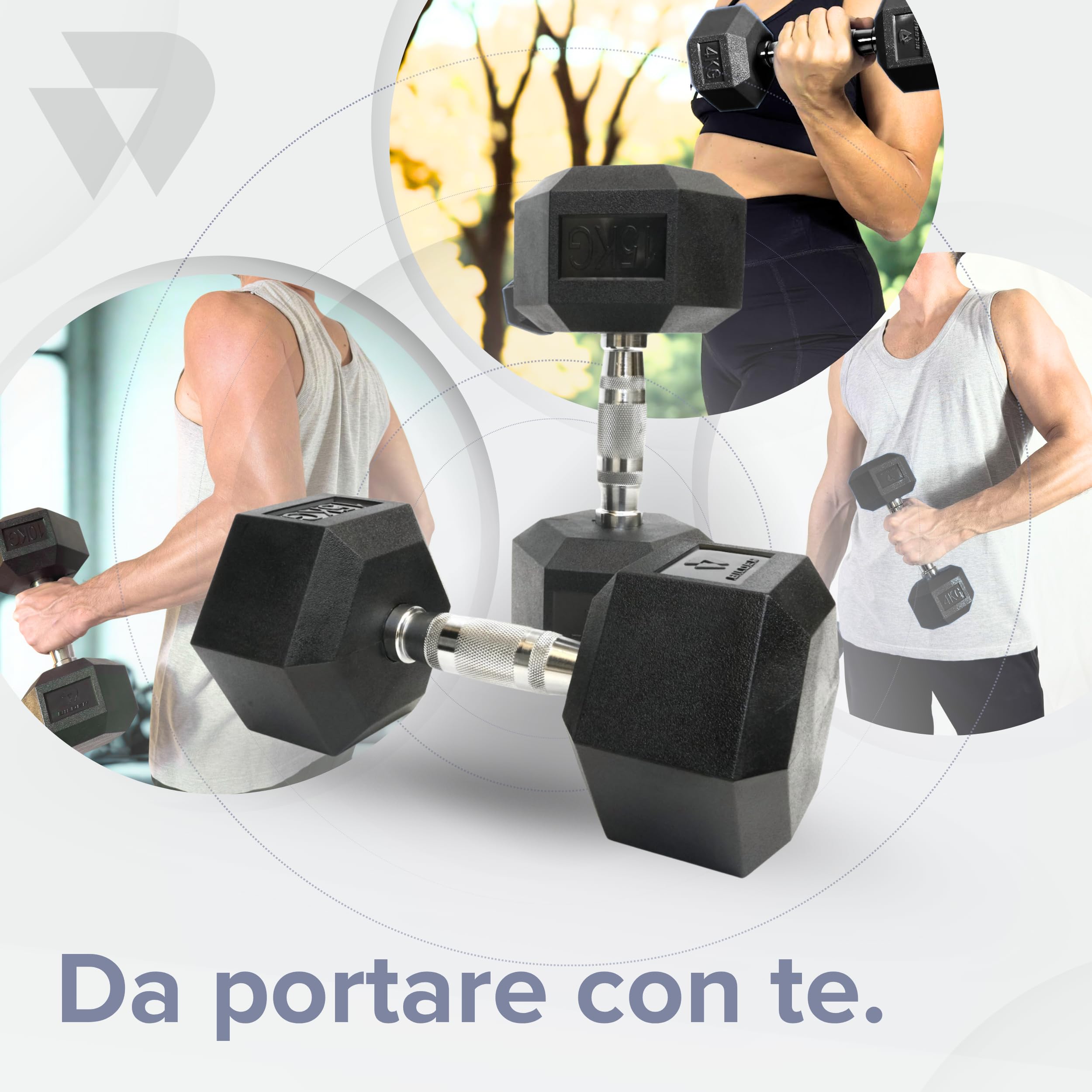 BILDER - Coppia Manubri Palestra, Forma Esagonale e Impugnatura Antiscivolo, Set Pesi Palestra e per Allenamento a Casa per Tonificazione e Riscaldamento, Set Manubri Resistenti e Salvaspazio