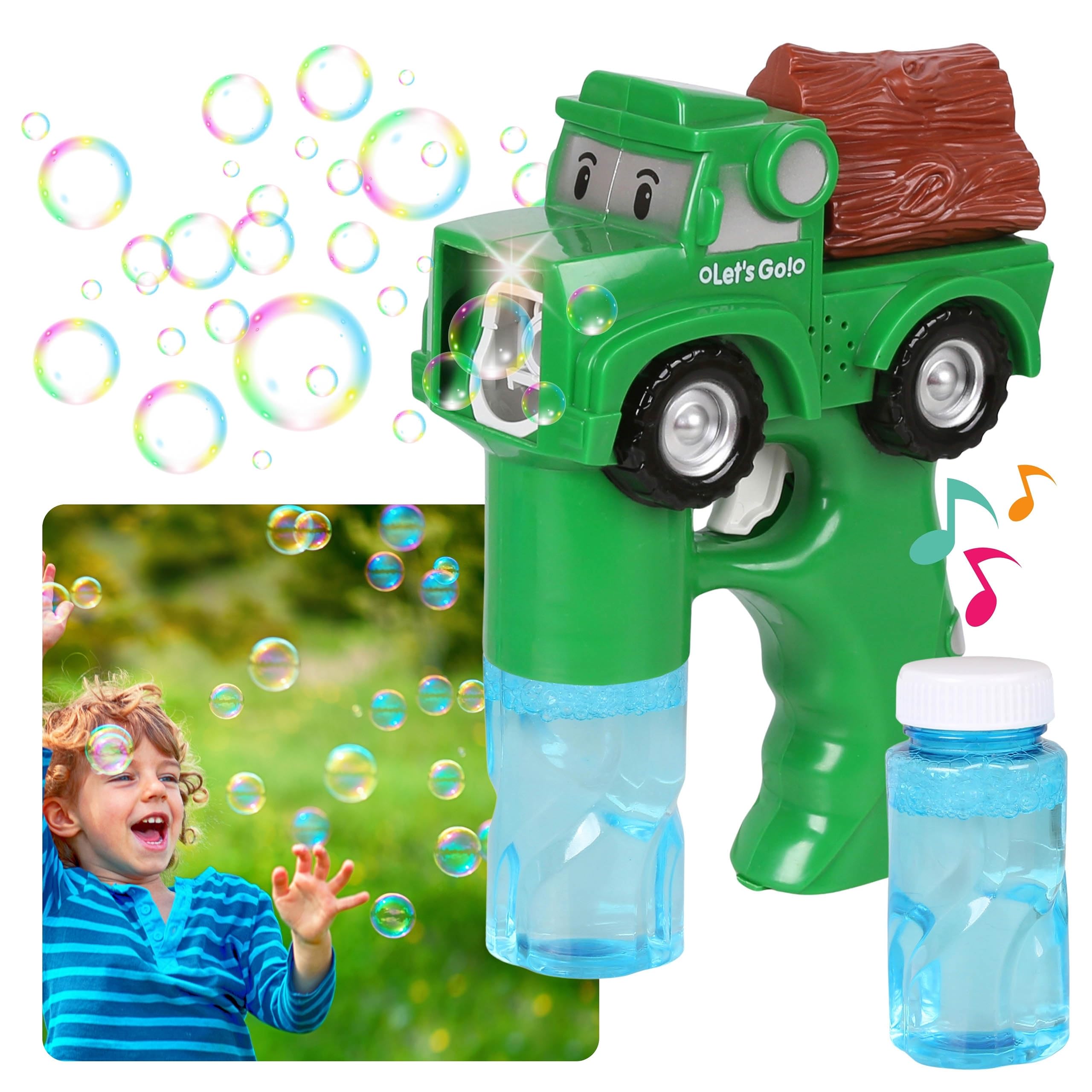 Bubble Gun Truck with LED and Sound, Includes 2 Bottles of Liquid - Image 2
