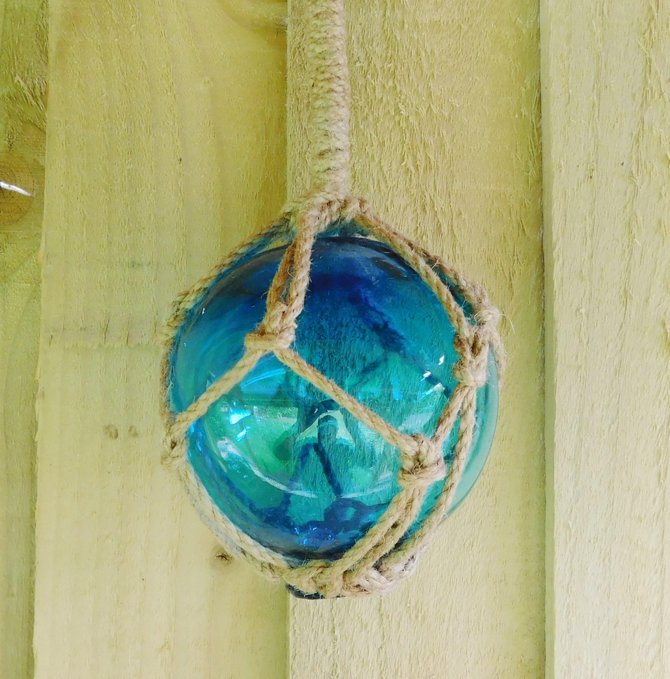 Seven Secrets Turquoise Nautical Glass Sea Fishing Float Buoy | 4"/10Cm Dia With Rope Hanger | 15217T
