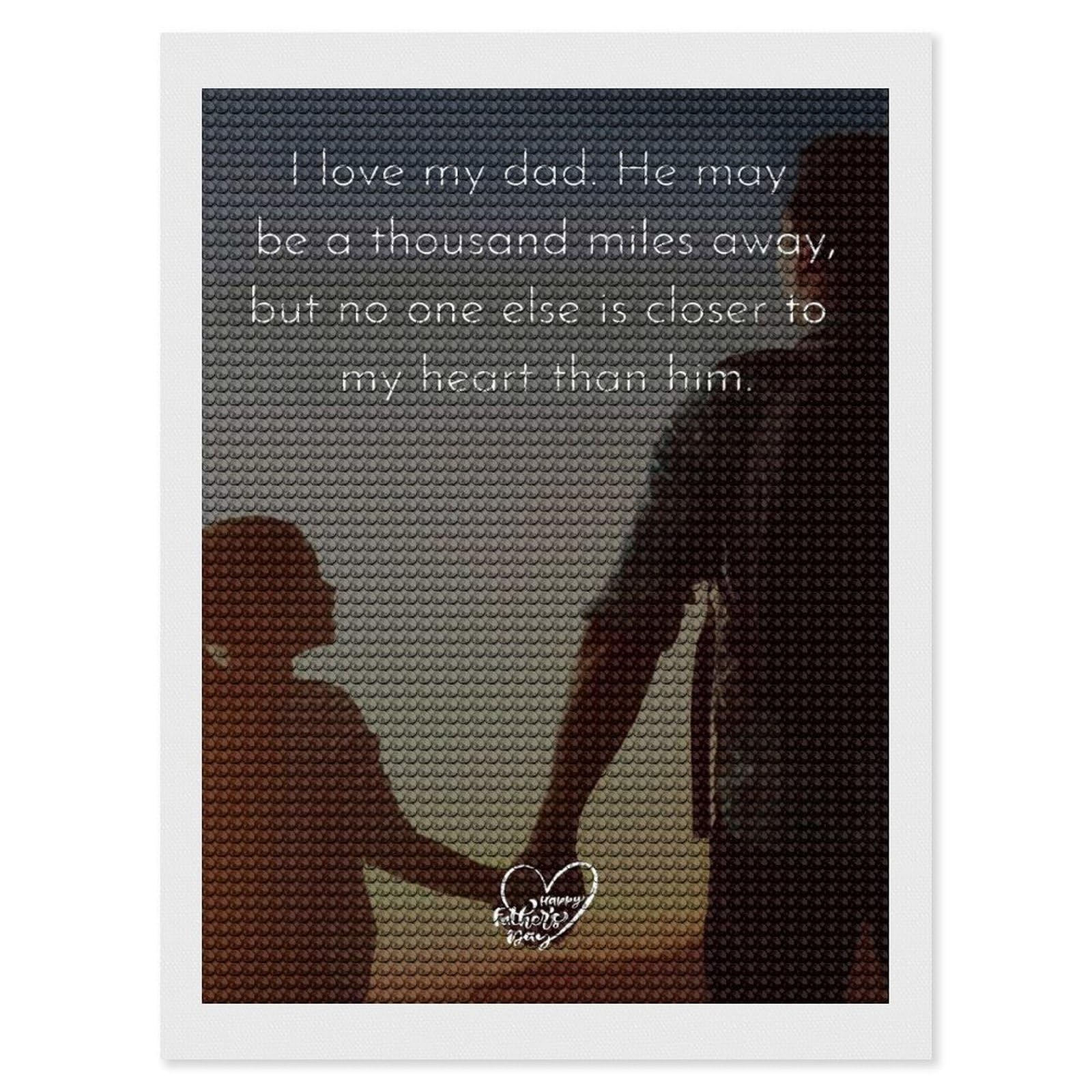 Junmoney I Love My Dad Diamond Painting Set 12"x16", Neat Printed Canvas, with Tool Kit, Bedroom Decor, Gift Idea, Complete Accessories