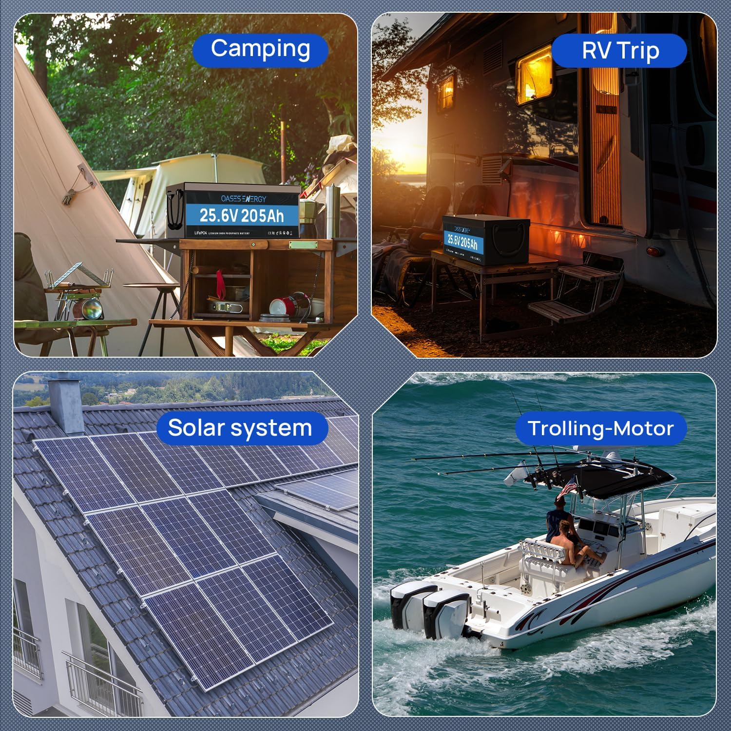 Oasesenergy LiFePO4 battery in various outdoor and solar applications