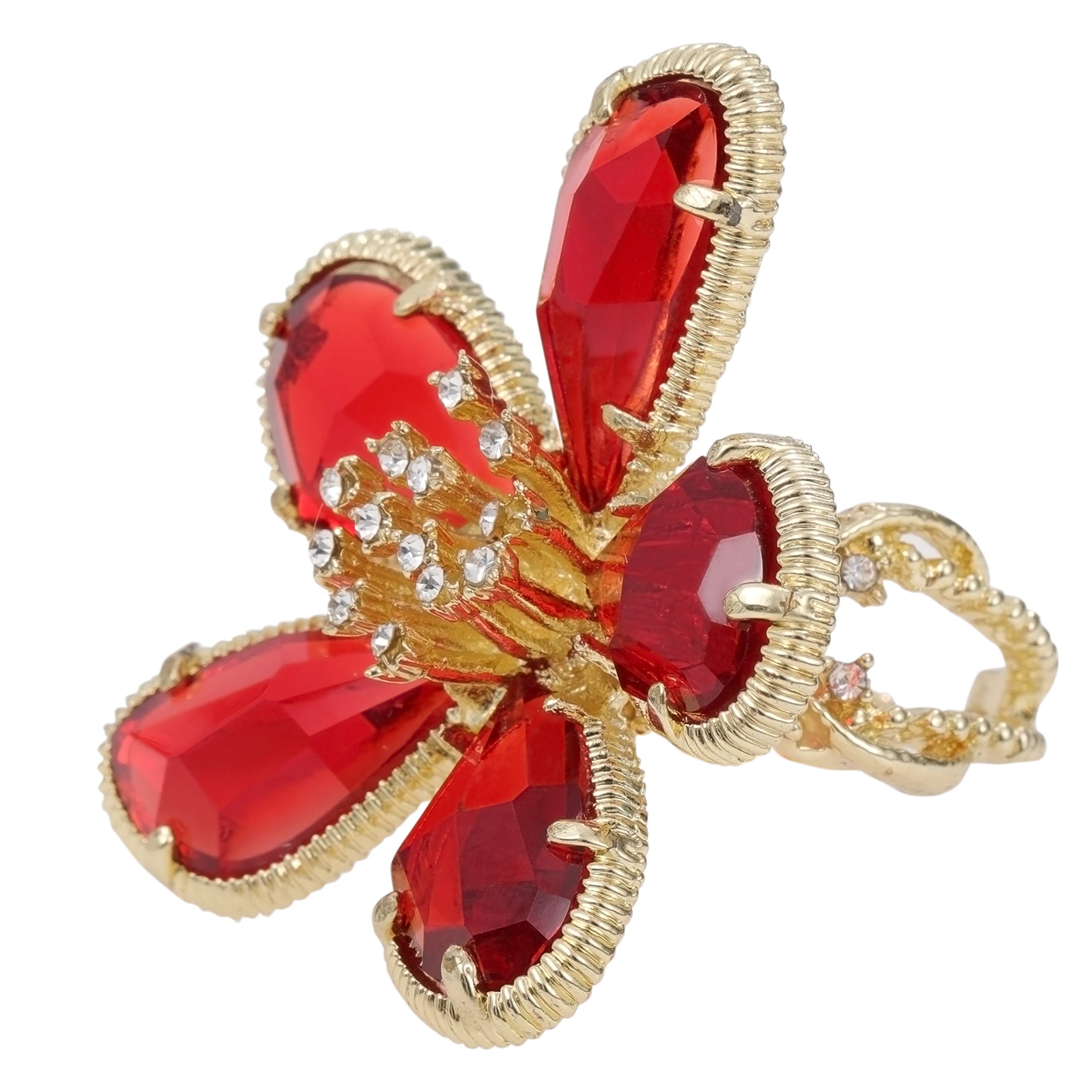 Large Flower Crystal Ring, Crystal Petal Ring, Size Adjustable, Fashion Ladies Must