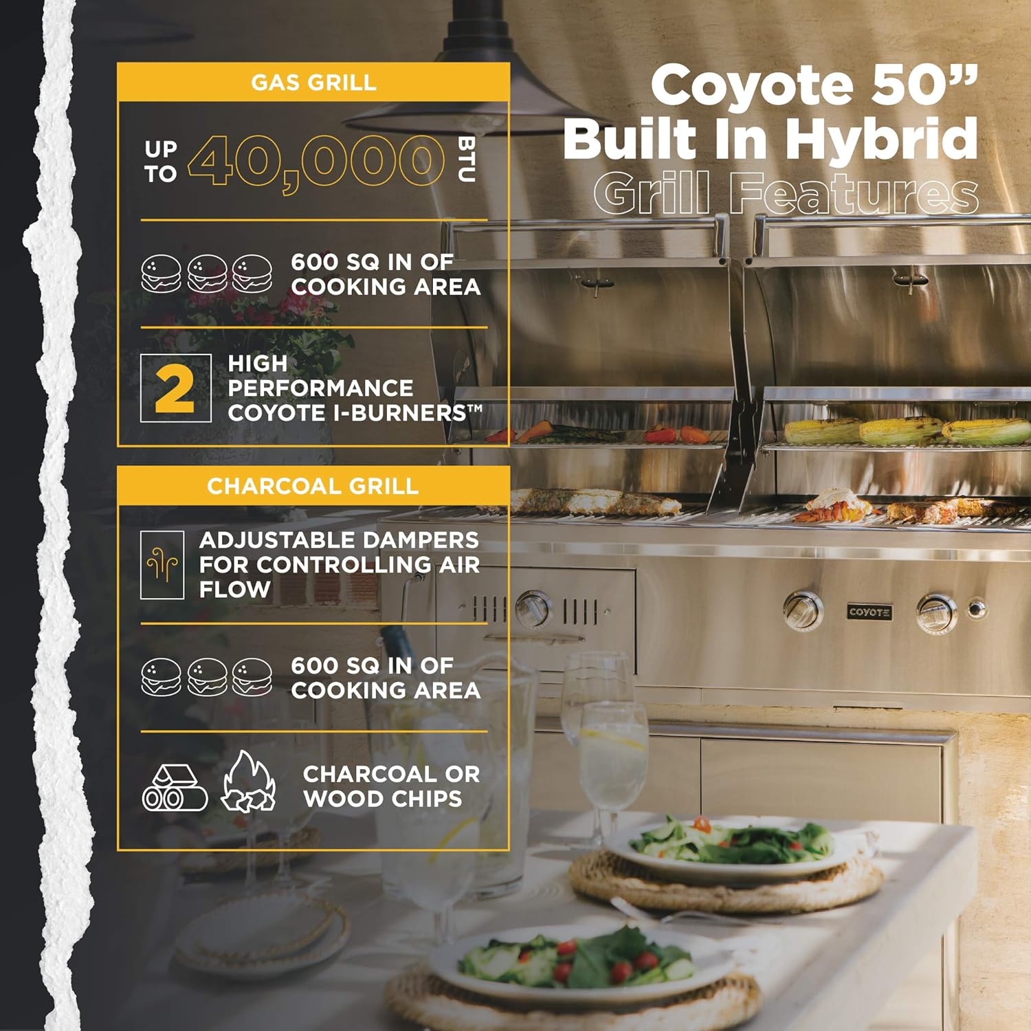 Coyote 50-Inch Propane Charcoal Hybrid Grill Dominican Republic