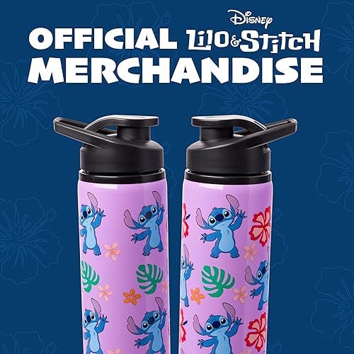 Miniatura 7 de Silver Buffalo Disney Lilo and Stitch Tropical Sitting Stitch Double Walled Stainless Steel Water Bottle, 25 Ounces