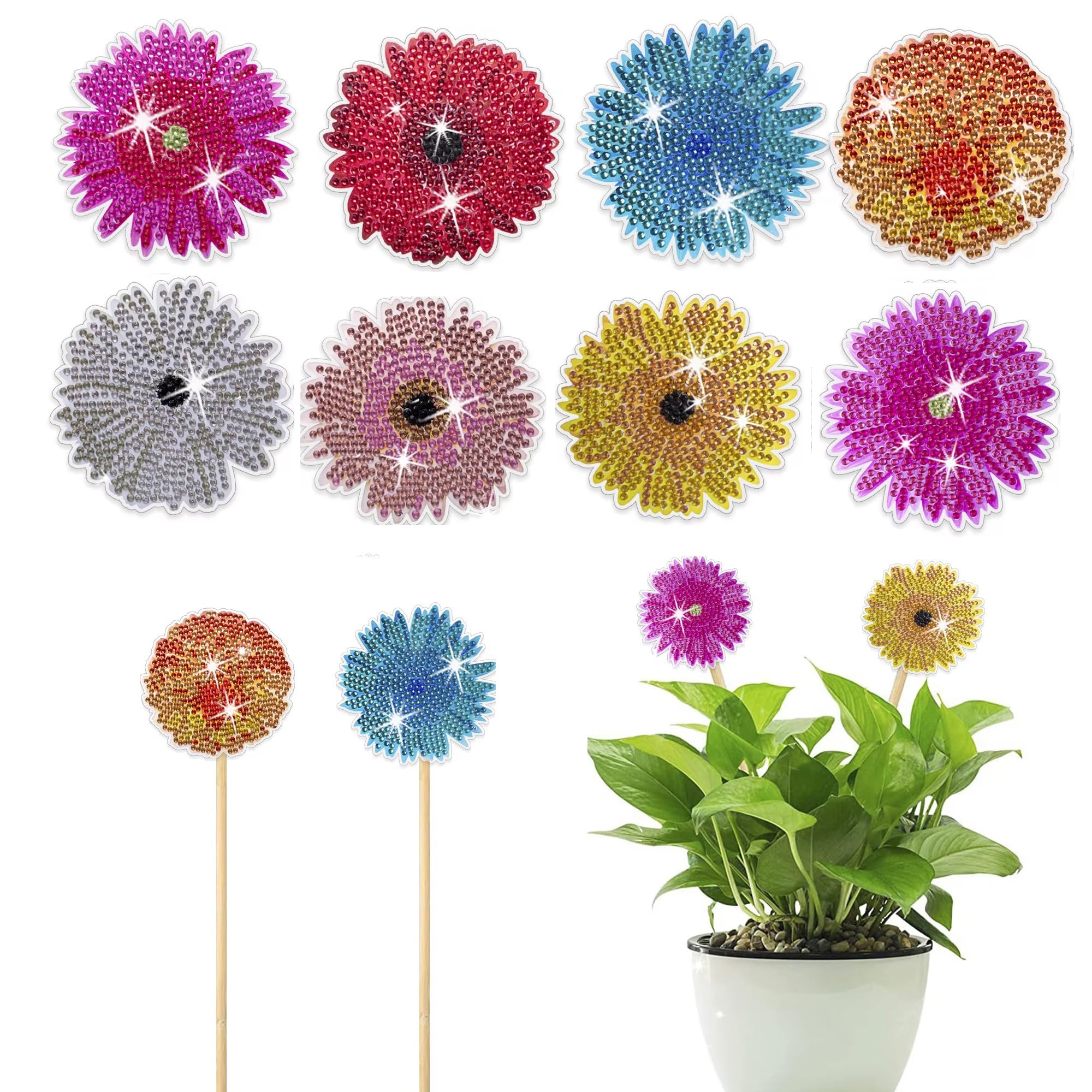 Juyibaao 8 Stück Diamond Painting Blumen Sets, Diamont Paint