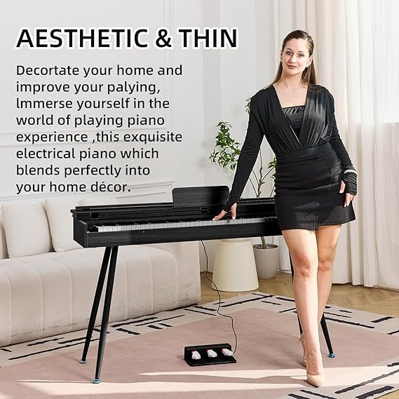 88 Key Digital Piano, Hammer-Action Full Size Weighted Keyboard, Transforms Between Desk Cover Electric Piano and Vanity, Piano Keyboard with Stand, 25Wx2 Speakers, Three Pedal