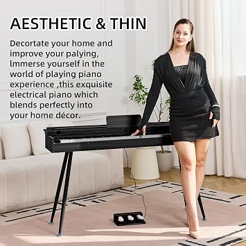 88 Key Digital Piano, Hammer-Action Full Size Weighted Keyboard, Transforms Between Desk Cover Electric Piano and Vanity, Piano Keyboard with Stand, 25Wx2 Speakers, Three Pedal