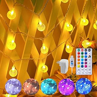 Minetom Crystal Globe String Lights - 33 ft 100 LED USB Color Changing G...
