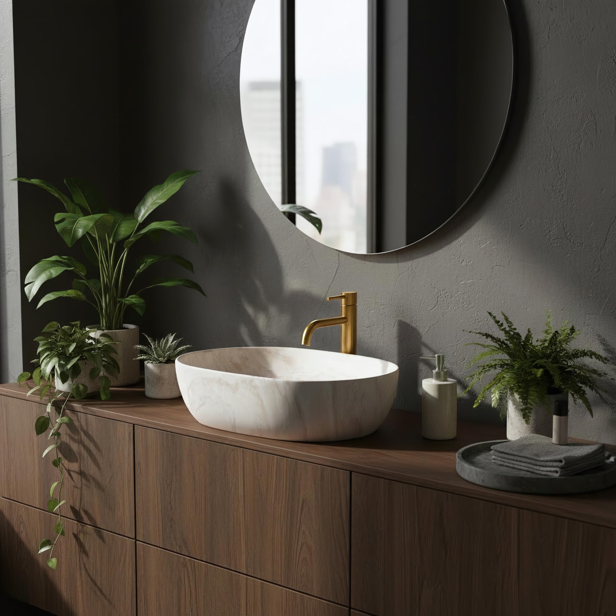 Lavabo Sobre Encimera Rea Amelia Kallisto 48 Beige 48X34,5X13,5Cm