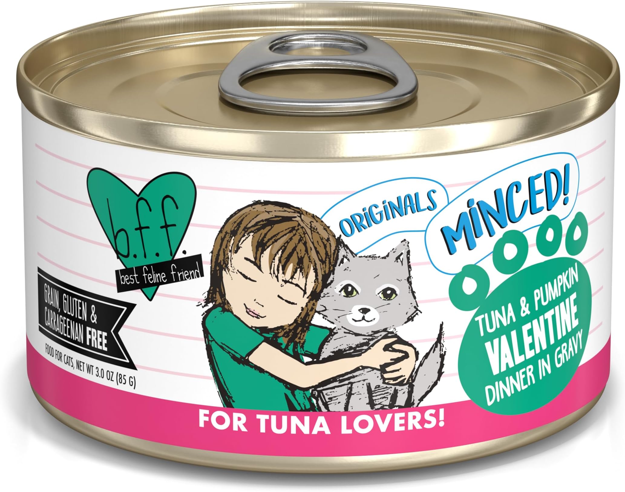 Best Feline Friend (B.F.F.) Tuna & Pumpkin Valentine with Tuna & Pumpkin in Gravy Cat Food , 3oz Can (Pack of 24)