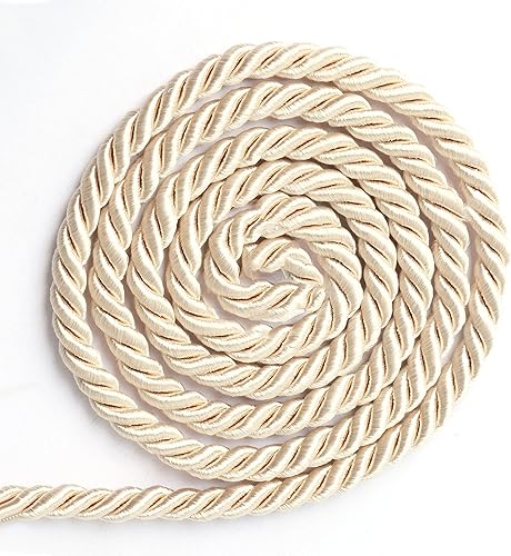 BEL AVENIR Cuerda trenzada de 0.236 in y 16 yardas, cuerda decorativa de nailon hecha a mano para costura, manualidades, tapicería, decoración del