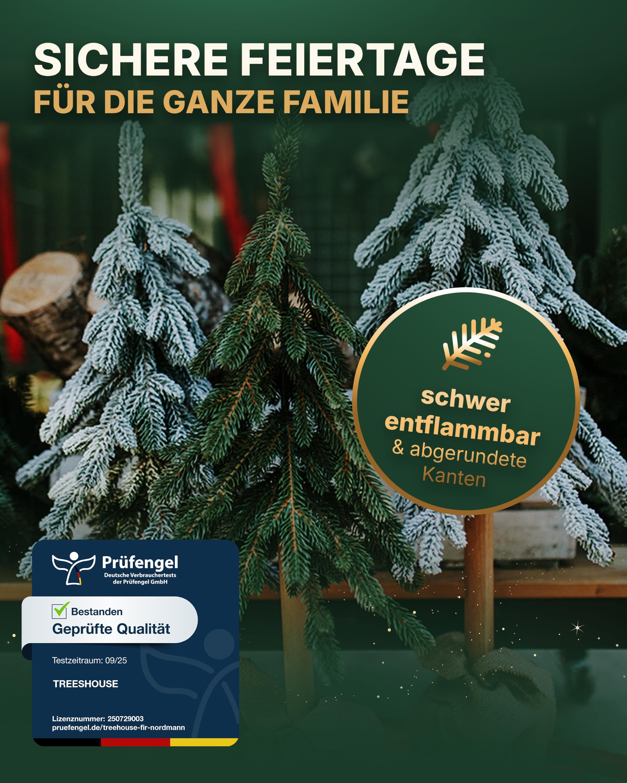 TreesHouse Weihnachtsbaum Uppsala Klein 65cm, FSC-Holzständer, grün