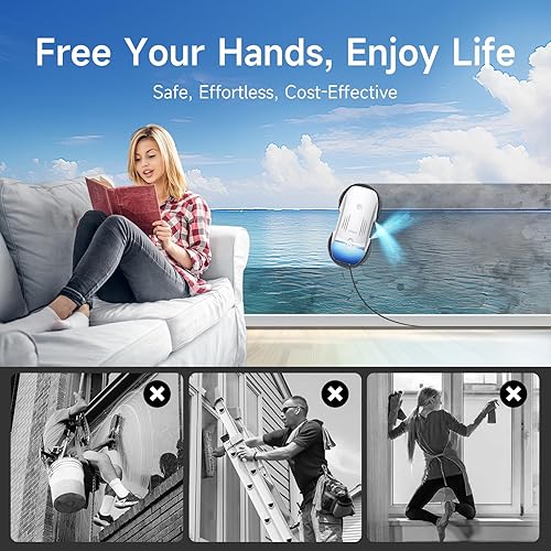 Miniatura 6 de FMART Robot de limpieza de ventanas T10PRO - Spray de doble bomba, tanque de 4.1 fl oz, succión de 3800 PA, planificación de rutas AI y detección de