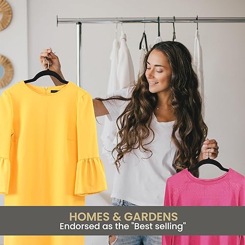 Vista 127 de Utopia Home - Perchas de terciopelo prémium, paquete de 30, traje negro antideslizante con gancho giratorio de 360 grados resistente