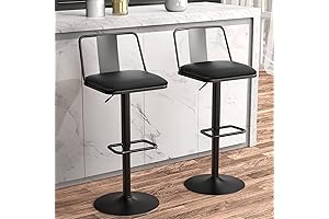 Enlarged Seat Metal Swivel Bar Stool Set of 2
