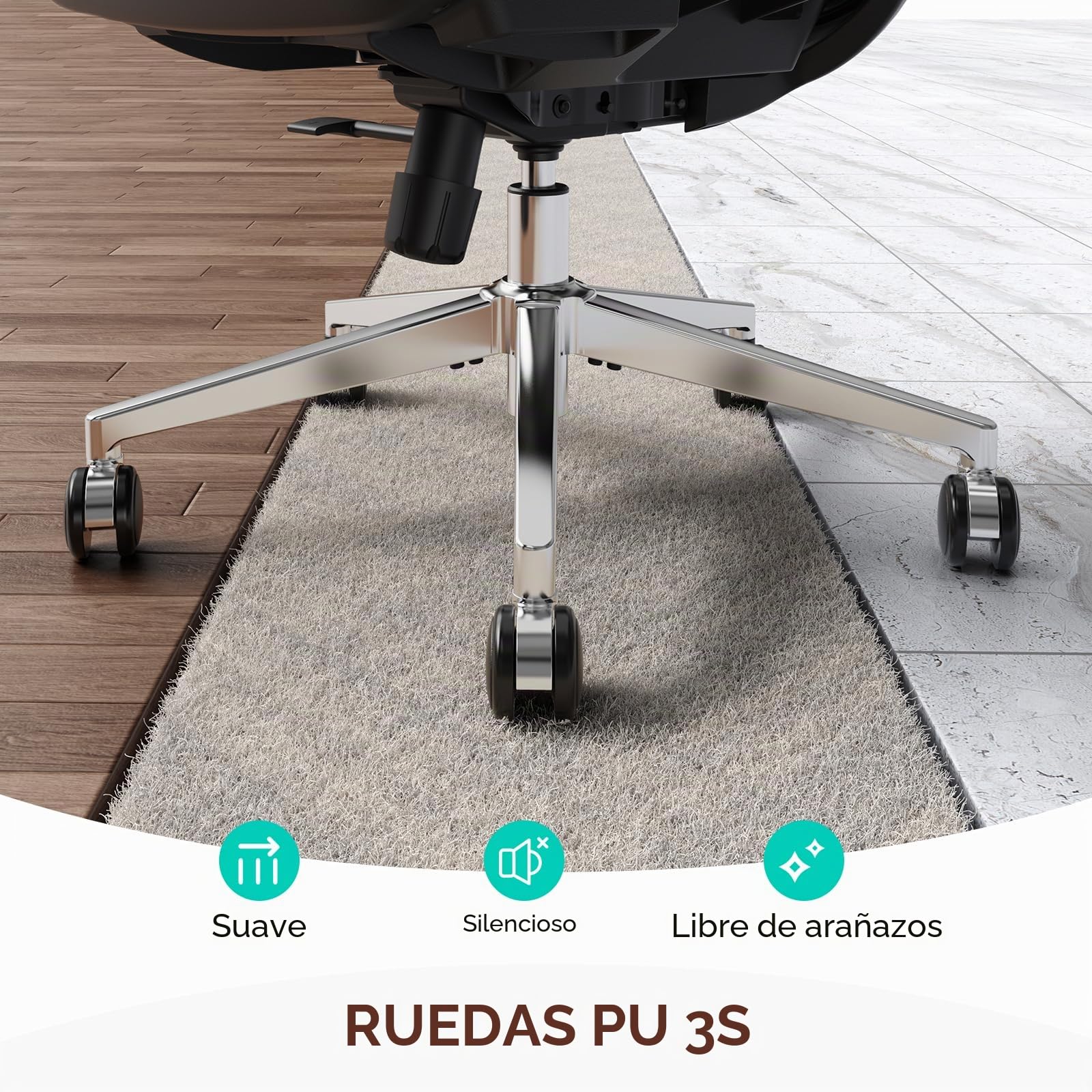 CAPOT Silla de oficina ergonómica de malla, silla de escritorio lumbar ajustable con respaldo alto, 400 libras, brazos abatibles 4D, respaldo de 3 inclinaciones, reposacabezas 3D, ruedas de