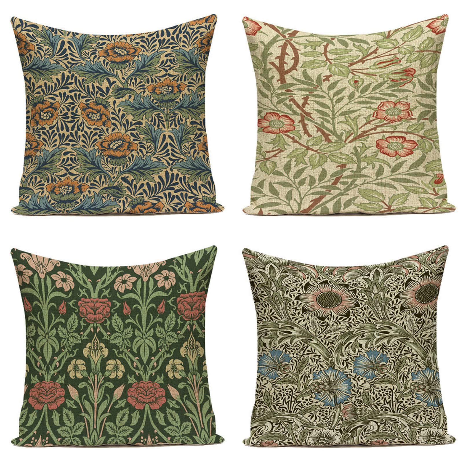 Taie d'oreiller carré moderne lin 50x50cm housse de coussin vintage fleur de qualité supérieure