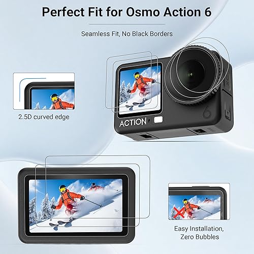 Miniatura 7 de CYNOVA Osmo Action 6 - Protector de pantalla para DJI Osmo Action 6, protector de pantalla de vidrio templado ultra transparente con 1 funda de
