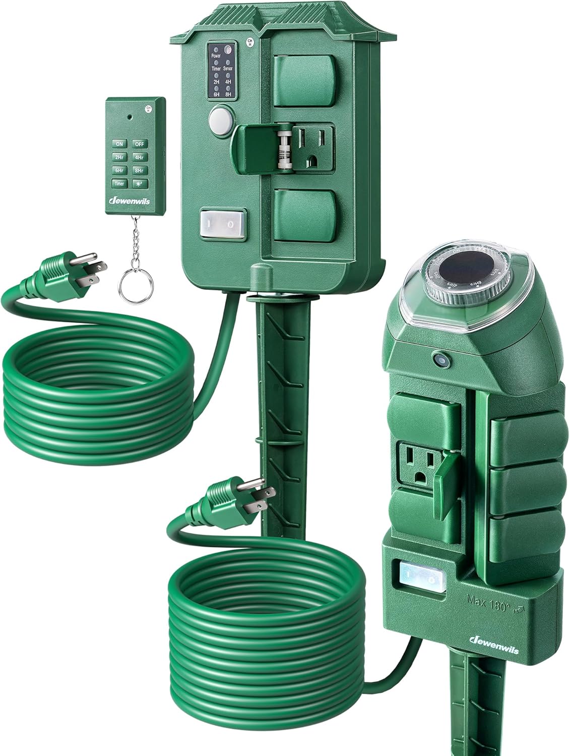 DEWENWILS Outdoor Power Strip Timer,Outdoor Power Stake Timer