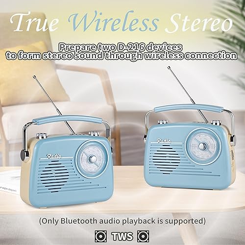 Miniatura 2 de Radio AM FM de onda corta, receptor retro, altavoz Bluetooth, gran recepción, compatible con tarjeta TFreproducción USB, esfera grande, enchufe en