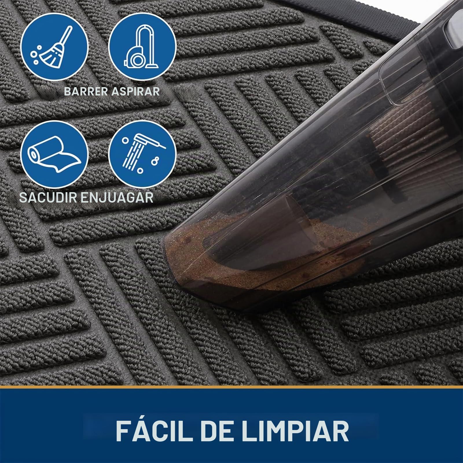 Felpudo exterior 60 x 90 cm, de silicona para exterior e interior, antideslizante, resistente al polvo y lavable, resistente a la intemperie para puerta de casa, entrada, balcón, color gris