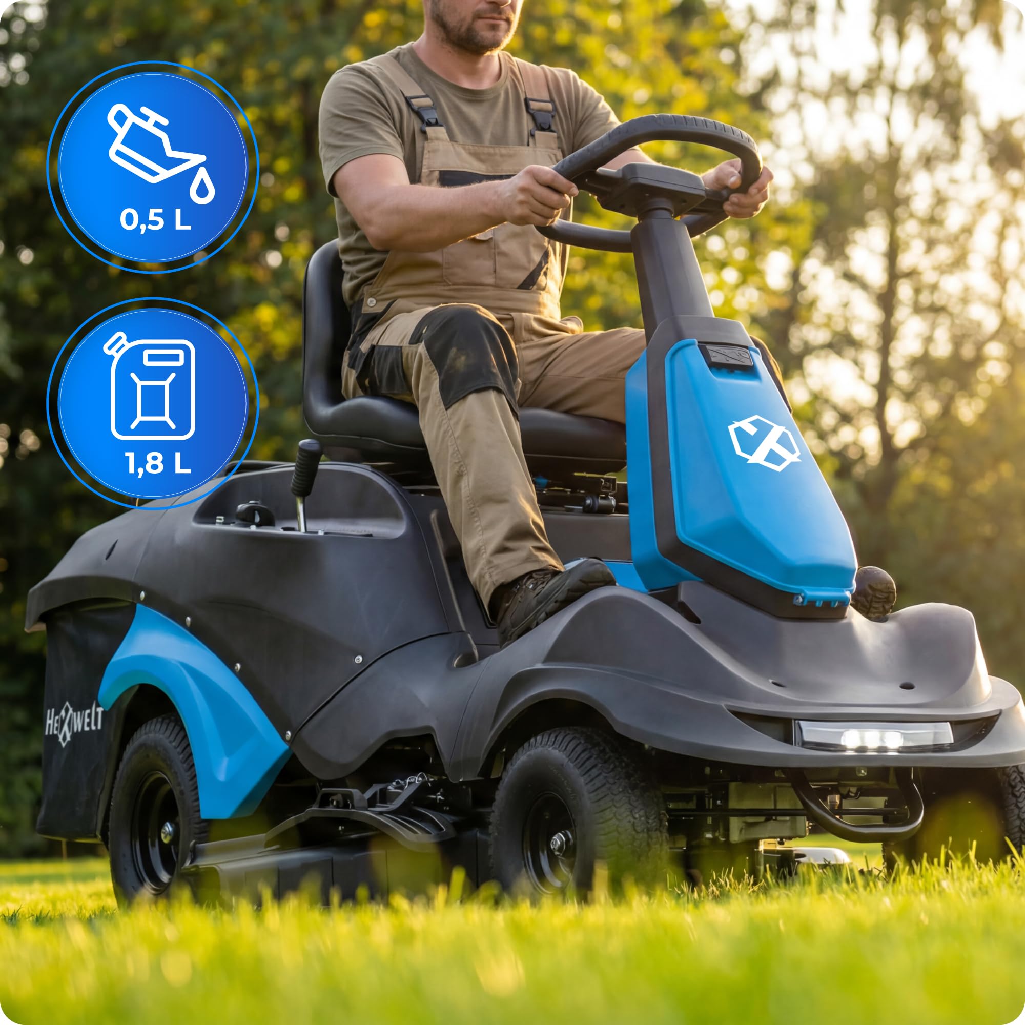Tractor cortacésped autopropulsado de Gasolina Loncin 224cc 66cm Bolsa de Recogida 150L LED Raider