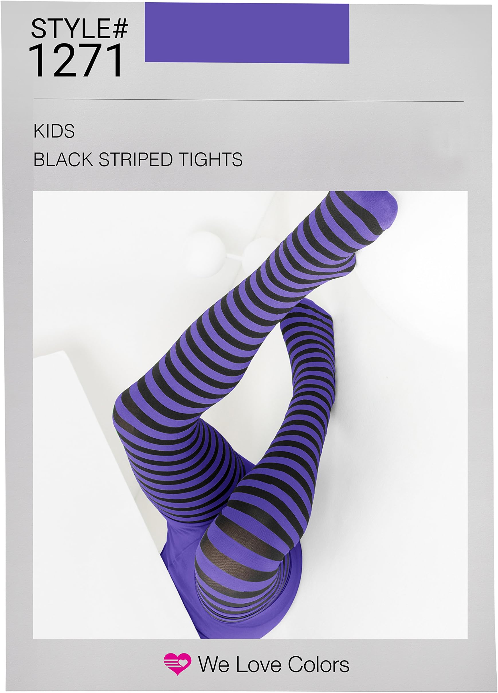we Love Colors Kid's Black Striped Tights in 20 Color Combos and 4 sizes!