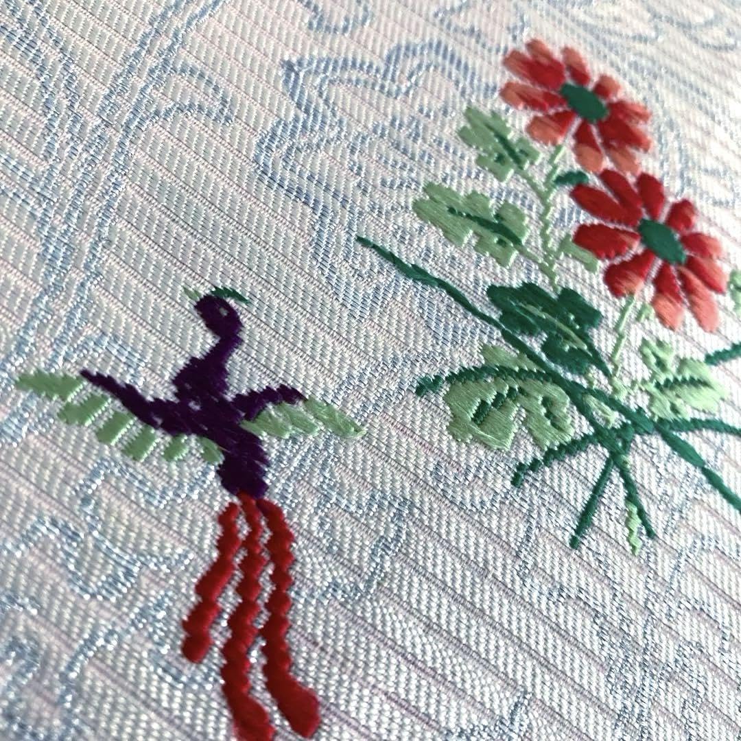 アンティーク名古屋帯　刺繍　小鳥・撫子　花模様　しつけ糸付　美品　No.30 Amazon.co.jp: アンティーク名古屋帯 刺繍 小鳥撫子 花模様