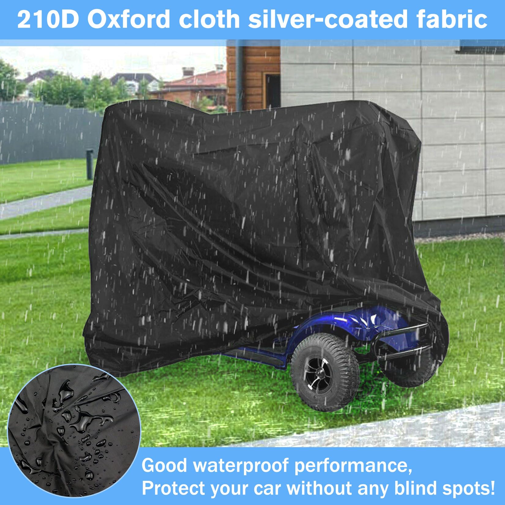 Idota Pokrowiec na skuter elektryczny, wodoszczelny pokrowiec na skuter mobilny, 210D, Oxford Roller, uniwersalna plandeka ochronna do samochodów elektrycznych, 140 x 66 x 91 cm