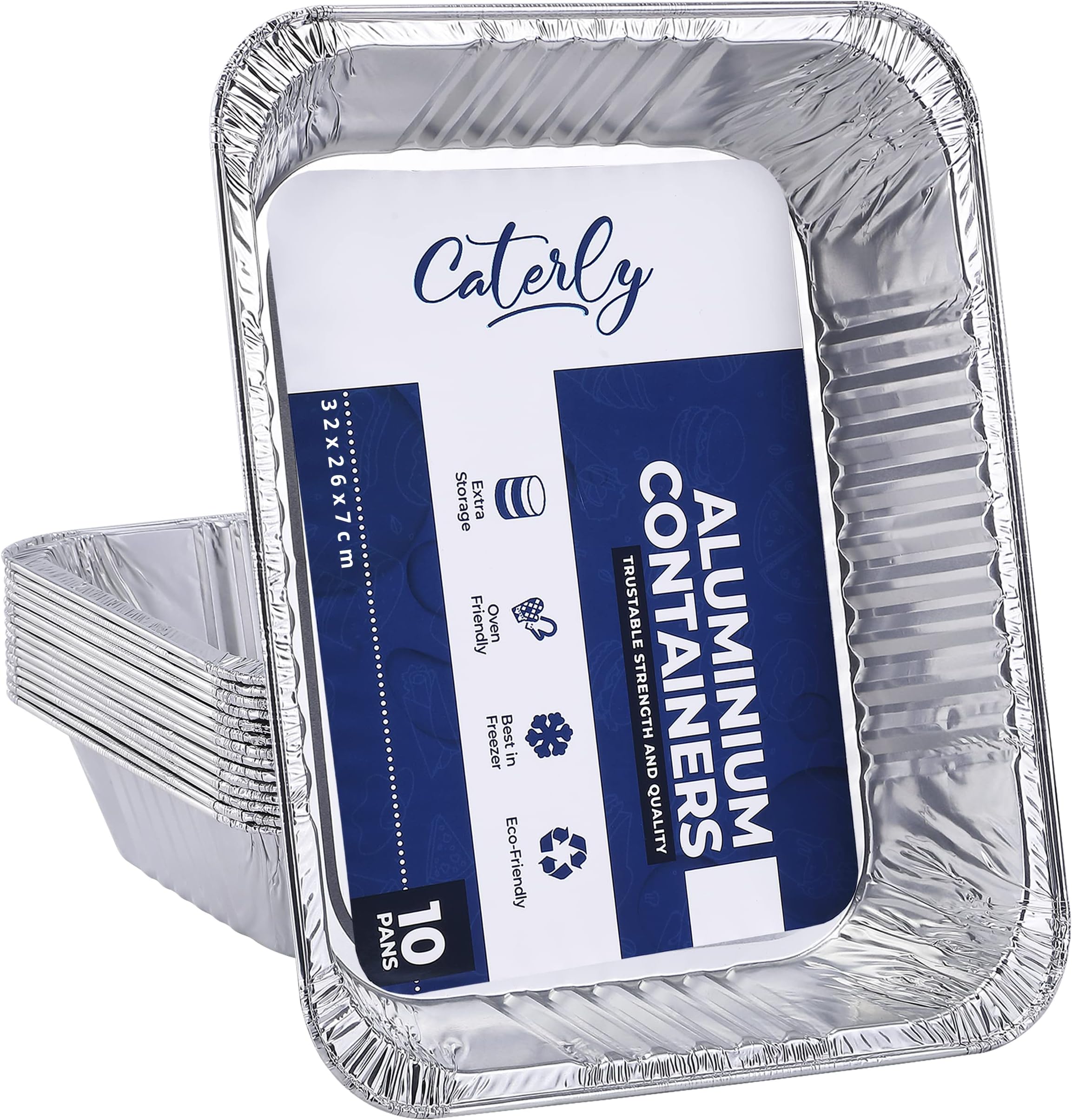 caterly Large Aluminium Disposable Foil Trays 32x26x7cm Tin Foil Trays