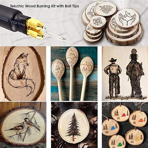 Miniatura 7 de Kit profesional de quema de madera de 60 W, herramienta de pirografía con 20 puntas de alambre incluyendo puntas de bola