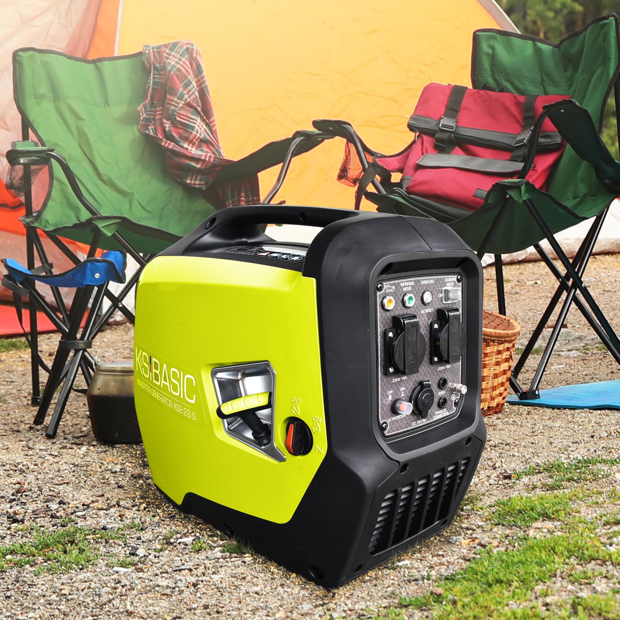 KSB 21i S - Generador de potencia inversor de 2000 W, silencioso, portátil, potencia de onda sinusoidal pura de 4 tiempos para caravana, camping y uso al aire libre
