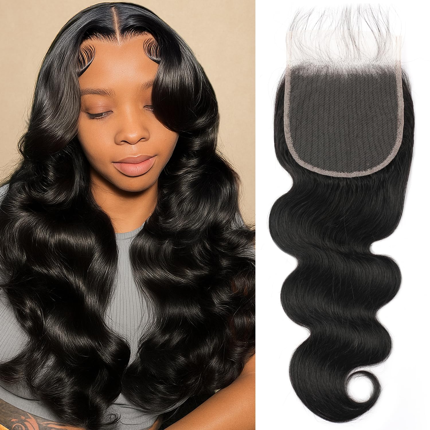 5x5 HD Lace Closure Human Hair Transparent Closure Body Wave 12A Virgin Remy Human Hair 14 Inch Ultra-thin Frontal HD Lace Pre Plucked With Baby-Hair