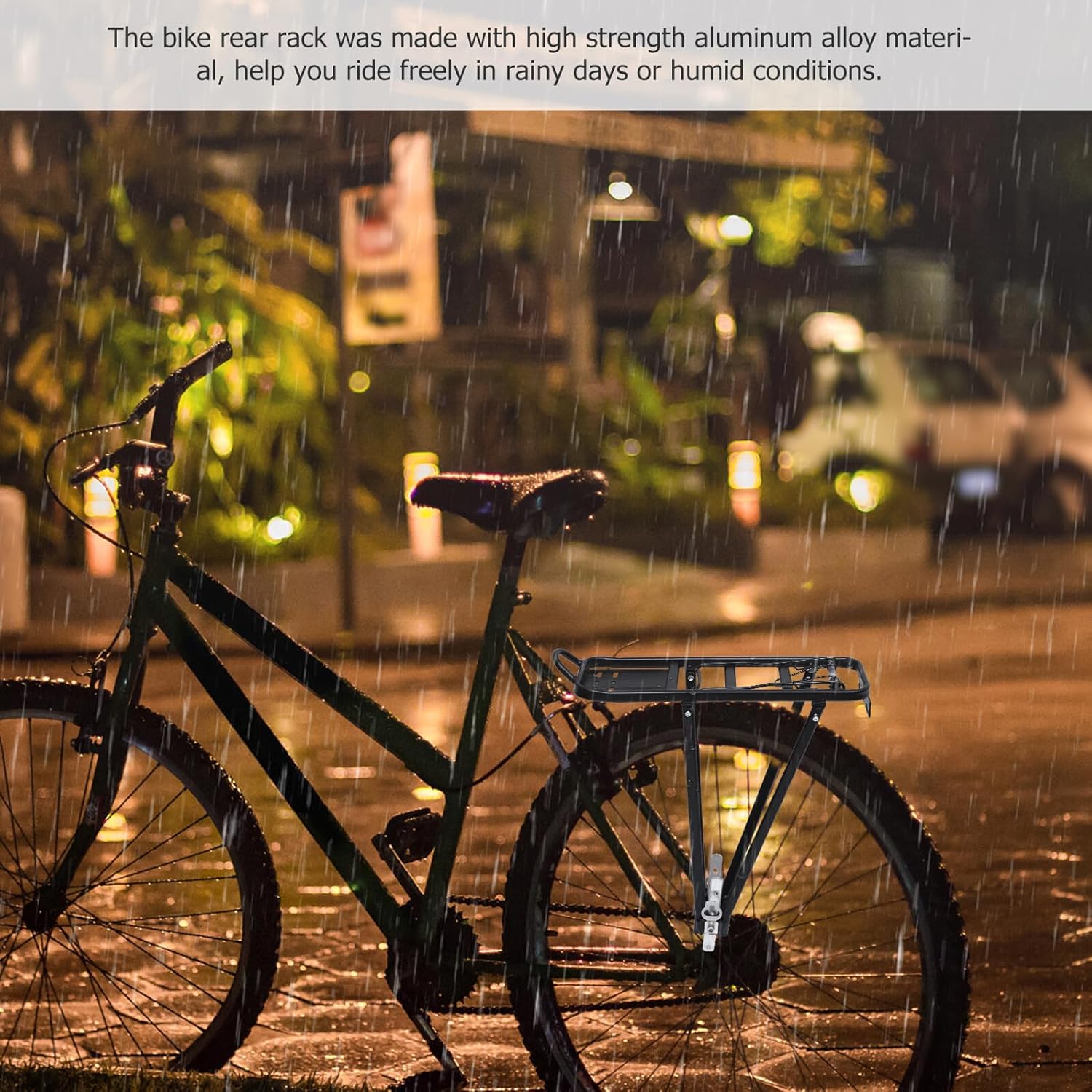 GANAZONO Bike Cargo Rack Aluminum Alloy Rear Bicycle Luggage Carrier Stand Heavy-Duty Bike Cargo Holder Suitable for Mountain and Road Cycling Storage