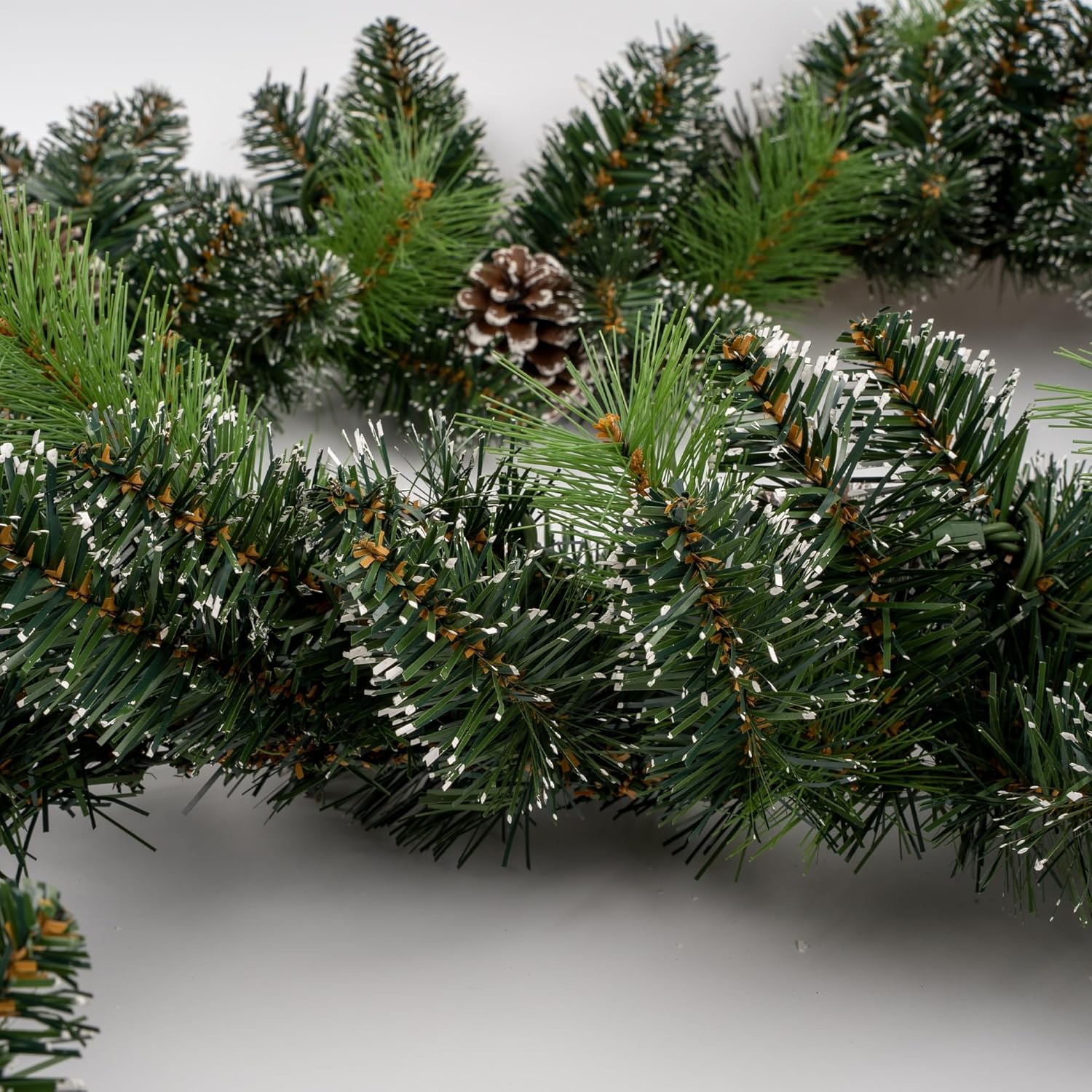 Pre-Lit Christmas Garland, Artificial Holiday Garland with 50 Plug-in Lights, Pine Cone Decorations for Fireplace Mantel, Stairs, Windows, Indoor Outdoor 9FT