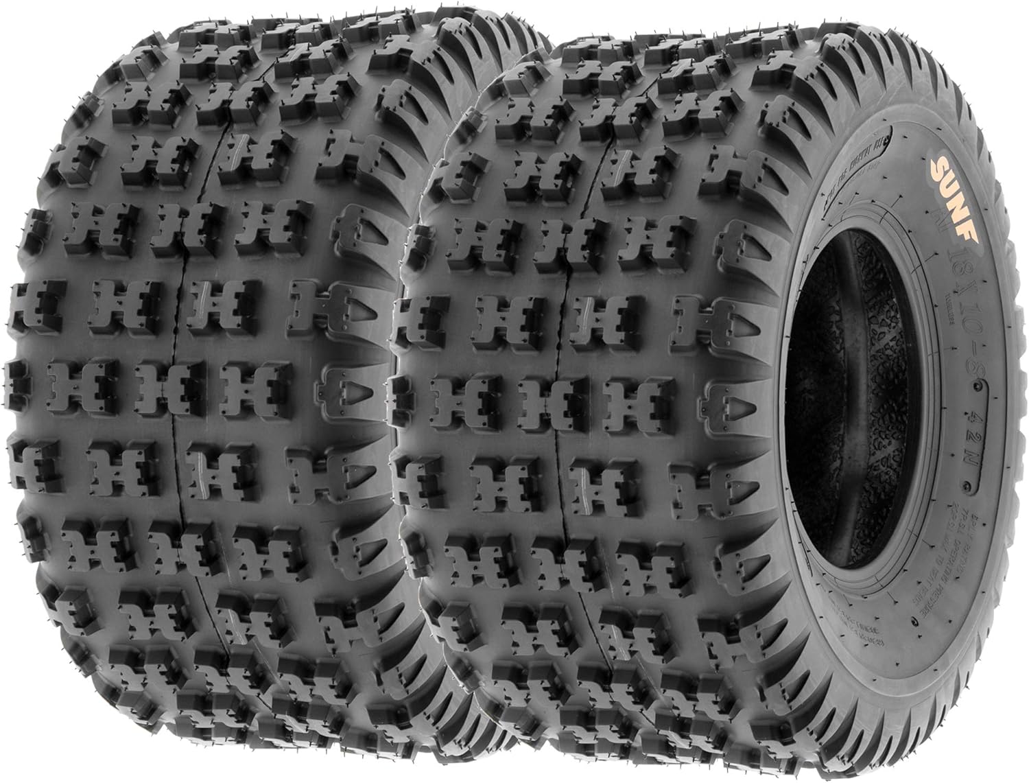 SunF Set 2 ATV Tires 18x10-8 18x10x8 Knobby Tubeless 6 PR A031