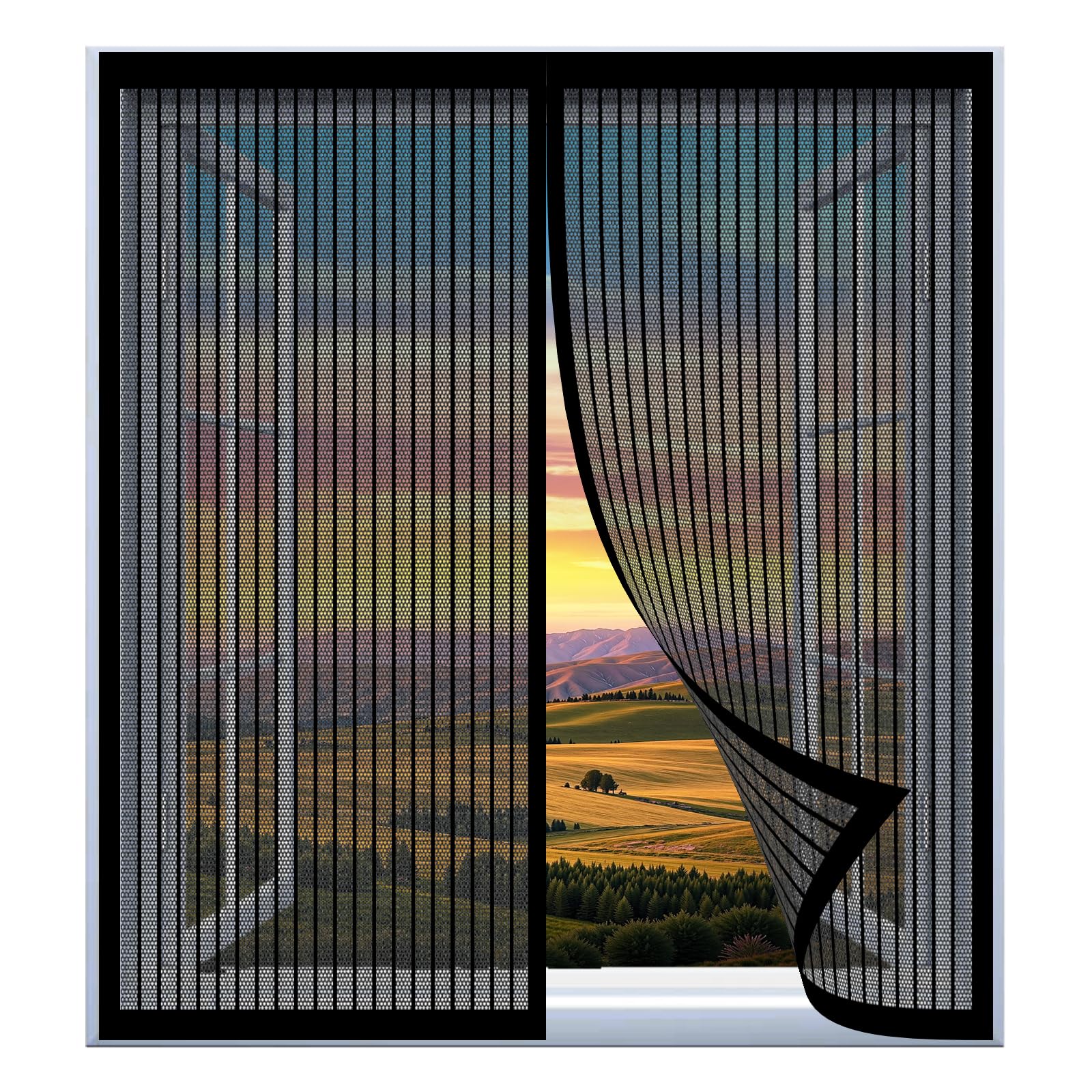 Fly Screens for Window 115 x 117 cm Easy Installation No Drilling Or Screwing Fly Screen Nets for Window for Windows Nets to Keep Bugs Out, Black
