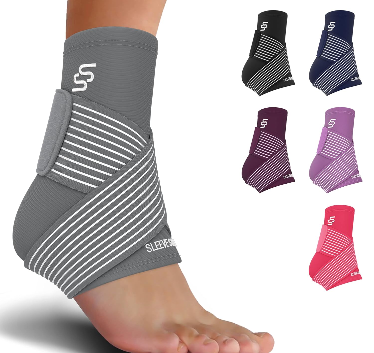 Sleeve Stars Ankle Brace for Plantar Fasciitis Relief, Ankle Brace for Women & Men with Ankle Sleeve Strap for Sprain, Ankle Support Heel Protectors, Heel Brace for Heel Pain Ankle Wrap Foot Brace (S/Grey) : Health & Household