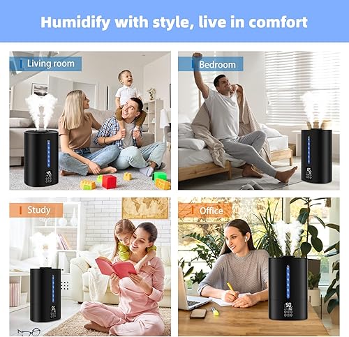 Miniatura 9 de Humidificadores de 6 L para dormitorio, habitación grande, hogar, humidificador fresco y cálido para plantas, humidificadores de escritorio de