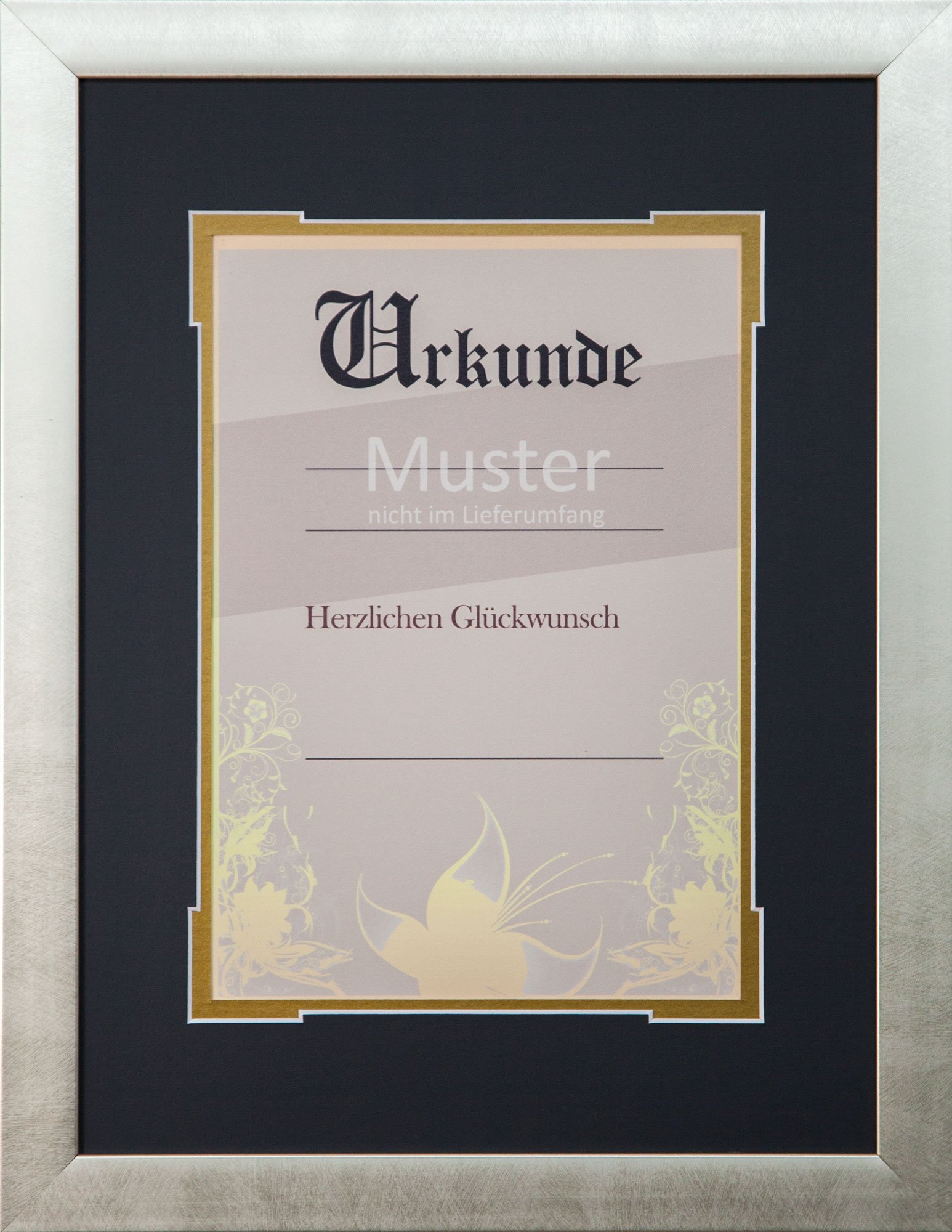 Urkunden Rahmen Saskia - für DIN A4 Dokumente - mit Doppel-Passepartout - Zierschnitt - hochwertiger PU Bilderrahmen - Zertifikat - Urkunde - Ehrung - Einrahmung - Rahmung