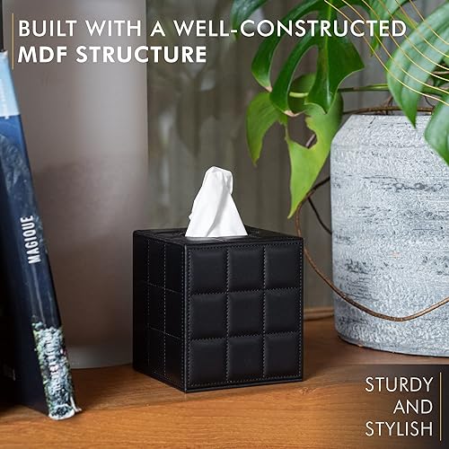 Miniatura 6 de Funda de lujo para caja de pañuelos estilo hotel de 5 estrellas, resistente y elegante, con una altura personalizada y exterior de piel sintética