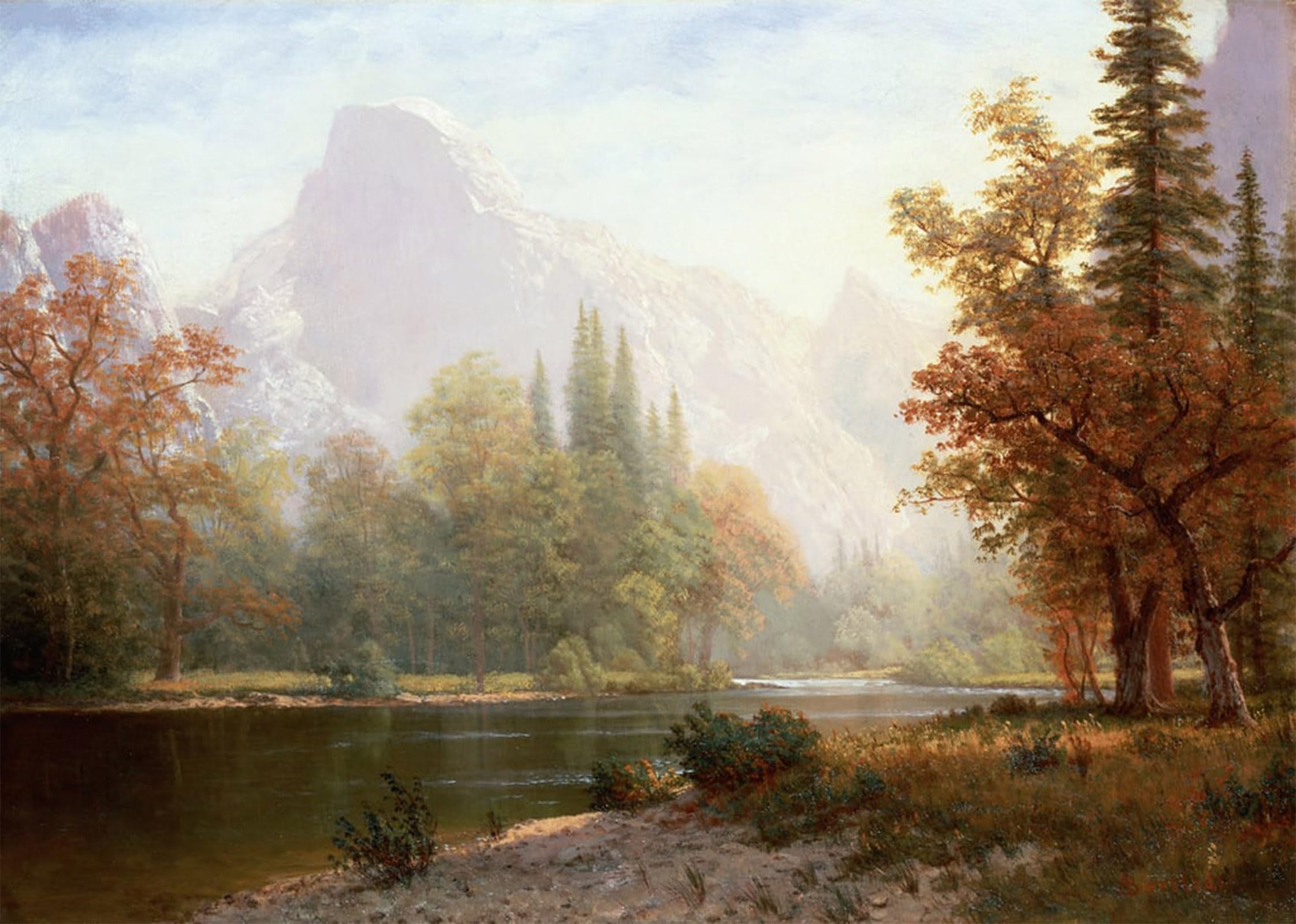 ARTXLXXBN Famous Art Print Poster Vintage Wall Art Half Dome Yosemite by Albert Bierstadt Canvas Art Poster for Home Decor 60x90cm