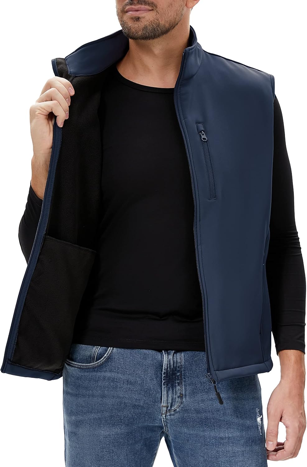 DAFENGEA Men's Vest Fleece Warm Sleeveless Jacket Polar Lightweight Full-Zip Outerwear with Pockets - Image 4