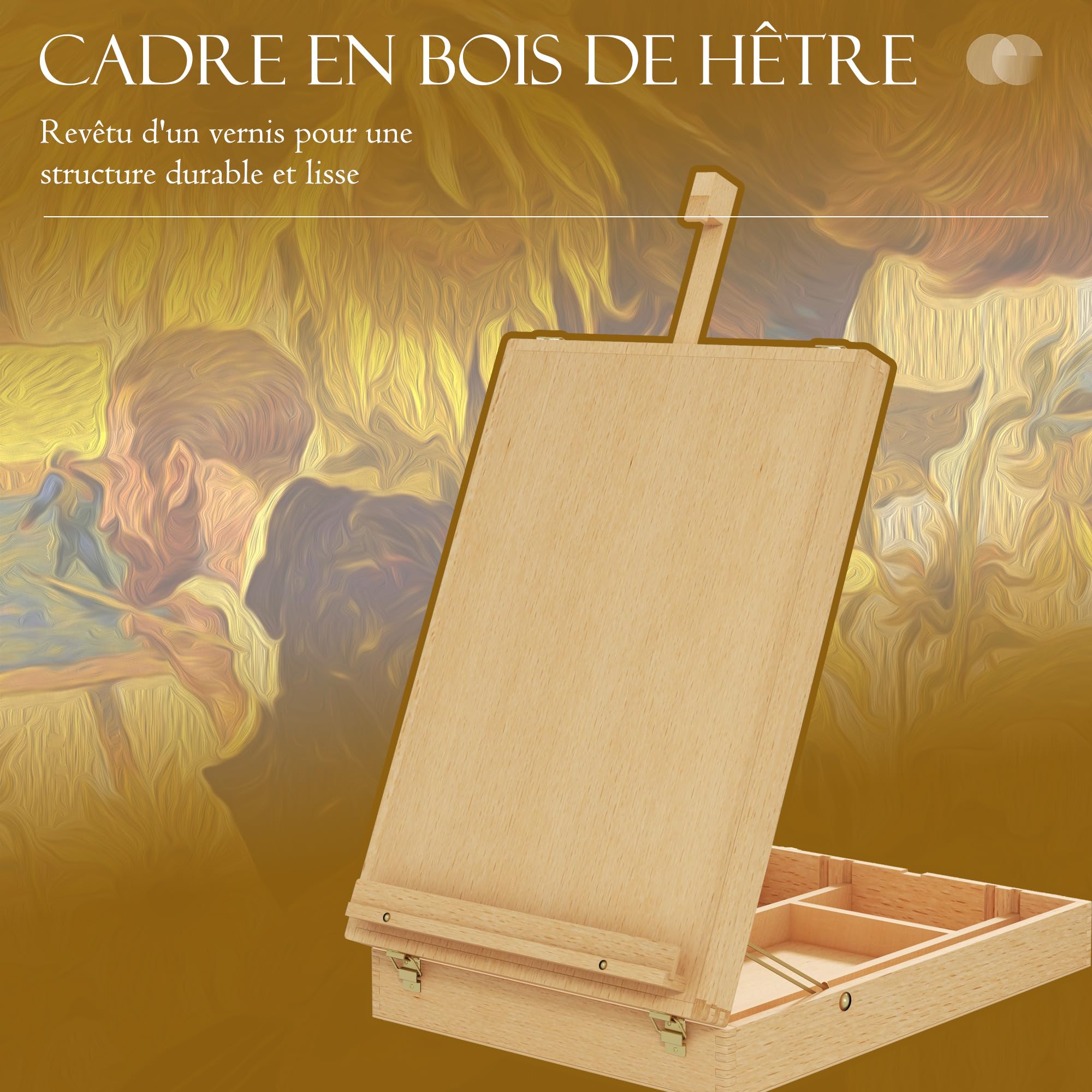 Vinsetto Chevalet de Table en Bois pour Toile jusqu'à 61 cm Réglable | Bois de Hêtre, Planche à Dessin Pliante Portable, pour Adultes Débutants Artistes Peintres, Naturel