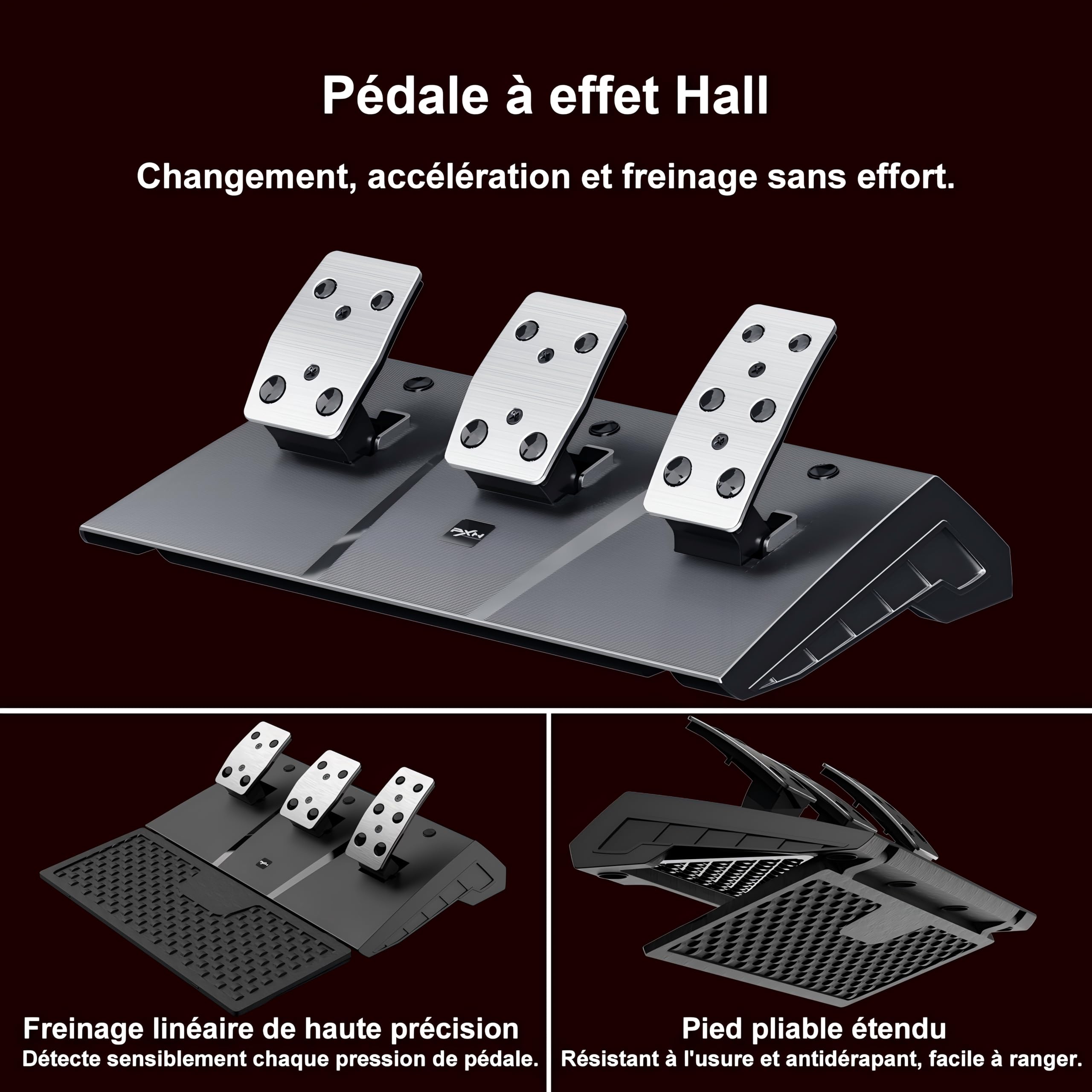 PXN V9 GEN2 Volant PC, Volant PS4 avec Palettes de Changement, Pédale à Effet Hall, Levier de Vitesse 6+R, Volant de Course pour Xbox Series X/S, Xbox One, PC, PS4, PS3