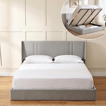 King Size Lift Up Storage Bed Frame, Gray